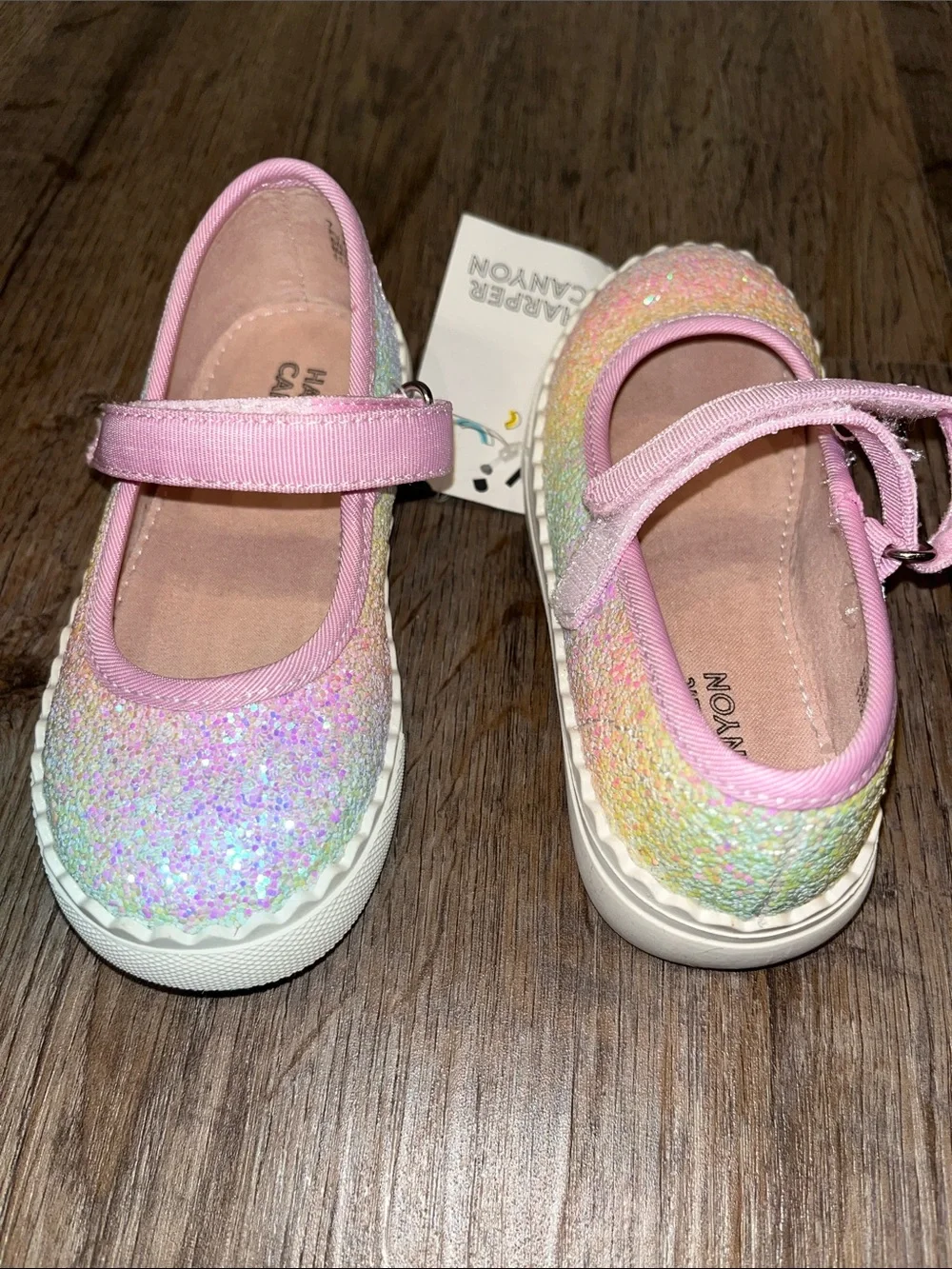 Harper Canyon Pink Glitter Mary Jane Shoes with Sparkle